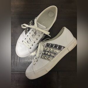 Guess Women's White Sneakers with Silver Details